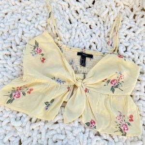 Yellow Floral Cami Tie Top